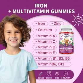 Gummies de fer ReviNutra, gummies individuelles sur une surface