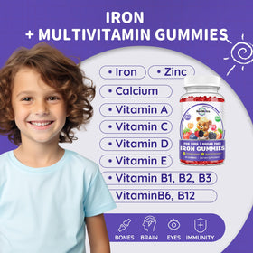 Gummies de fer ReviNutra montrant la texture et la couleur des gummies