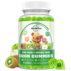 Gummies de Fer ReviNutra pour Enfants - Flacon de 60 gummies au goût pomme et kiwi