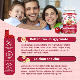 Gummies de fer ReviNutra pour enfants, gummies individuelles sur une table