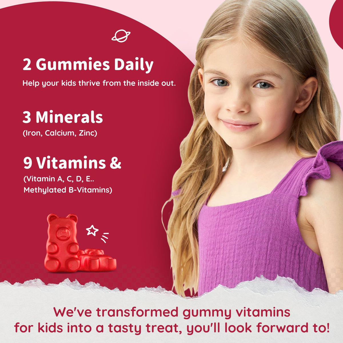 Gummies de fer ReviNutra pour enfants, ingrédients et informations nutritionnelles