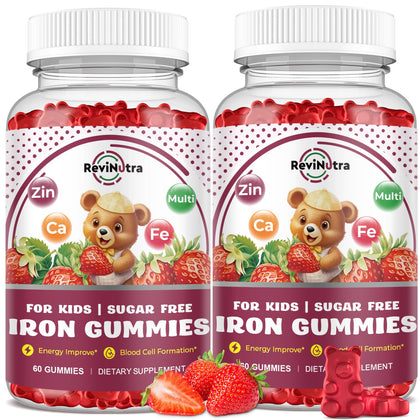 Gummies de fer ReviNutra pour enfants, pot de 60 gummies fraise