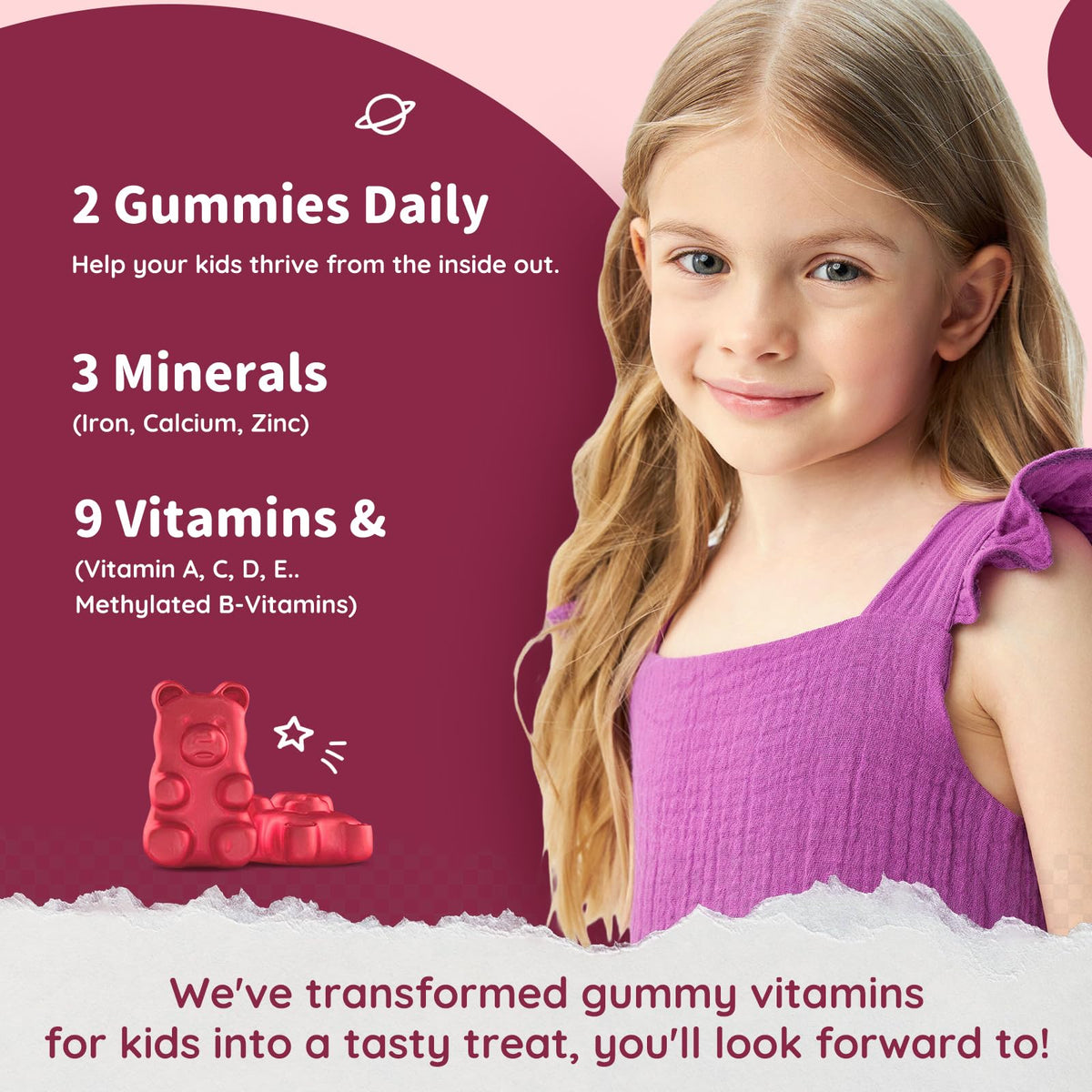 Gummies de fer ReviNutra, vue de côté avec étiquette
