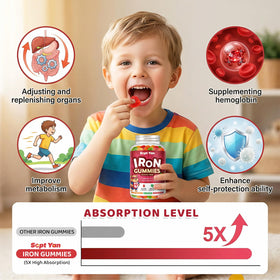 Gummies de fer SEPT YAN avec fruits frais en arrière-plan