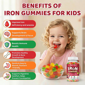 Gummies de fer SEPT YAN, vue de côté avec informations nutritionnelles