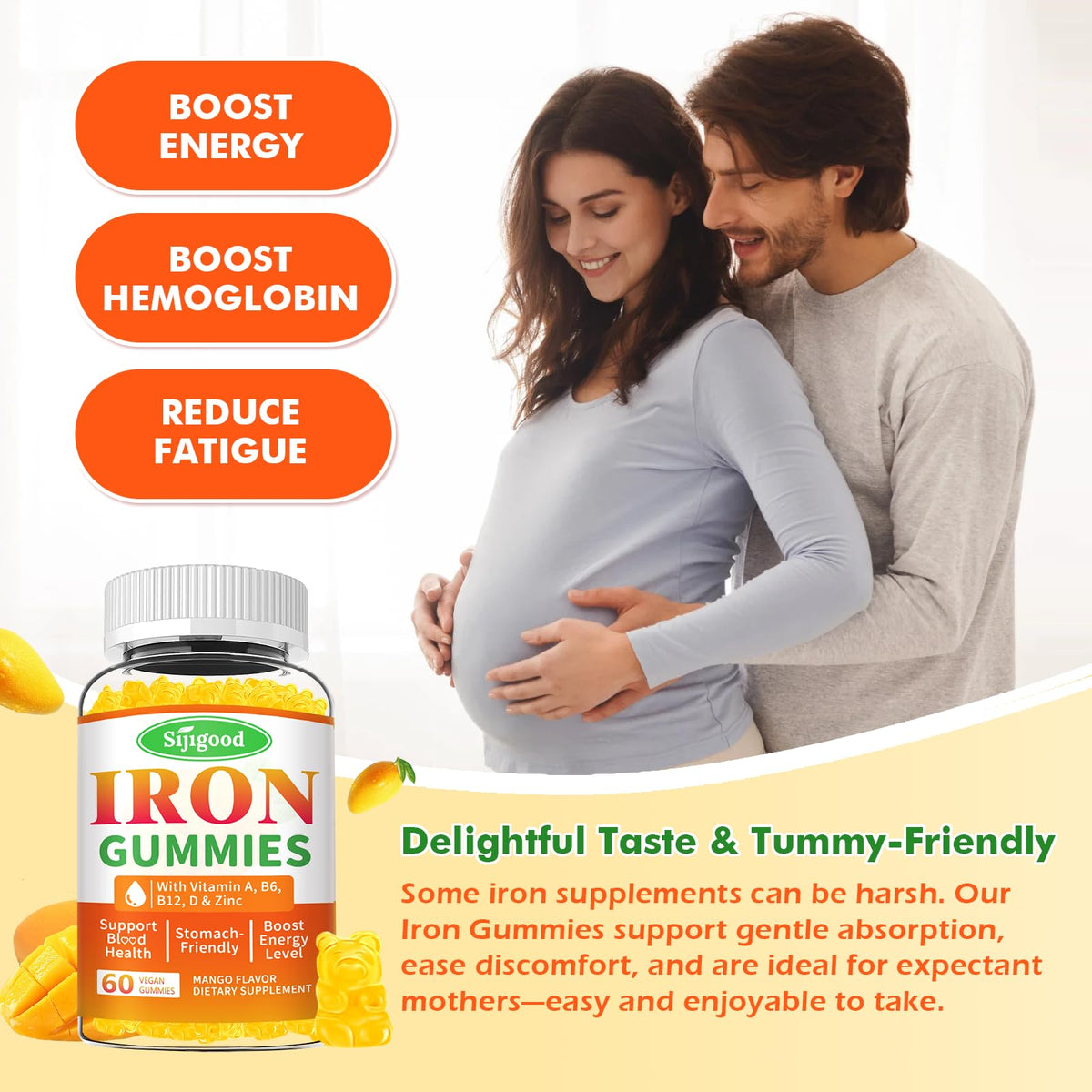 Gummies de fer Sijigood dans une assiette
