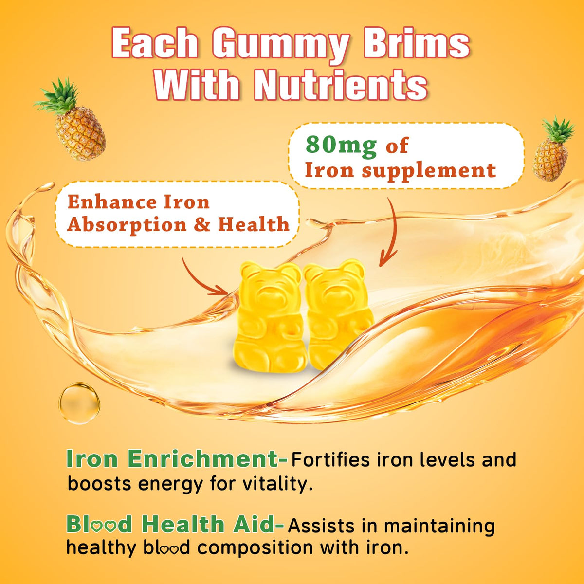 Gummies de fer Sijigood emballage et informations nutritionnelles