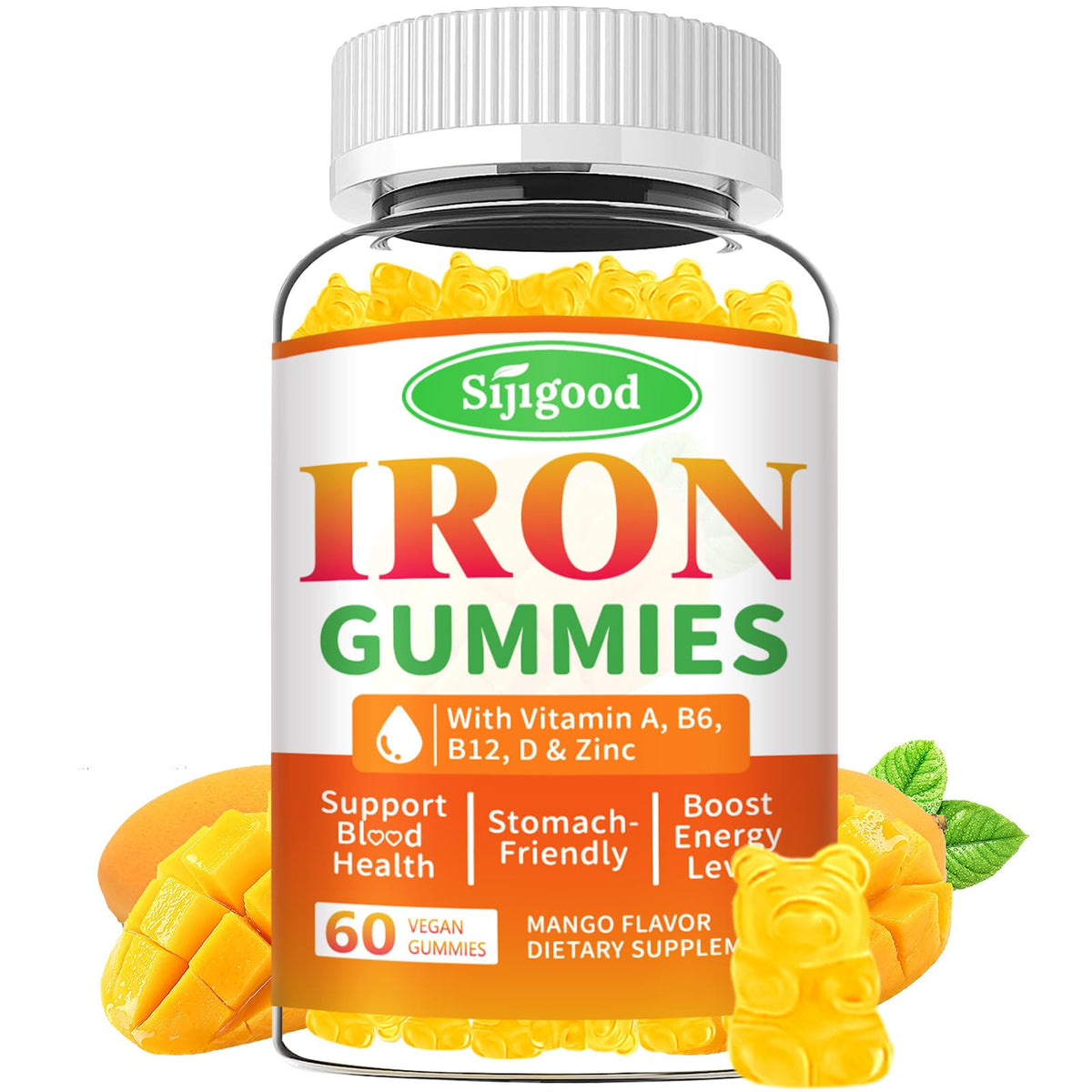 Gummies de fer Sijigood goût mangue en boîte de 60 pièces