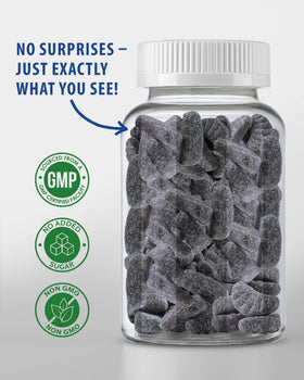 Gummies de Fer SUNNY SAM, présentation sur une table avec d'autres compléments