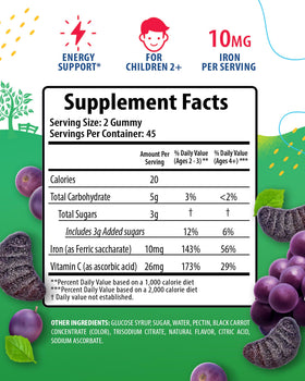 Gummies de fer SUNNY SAM, vue de côté avec goût raisin