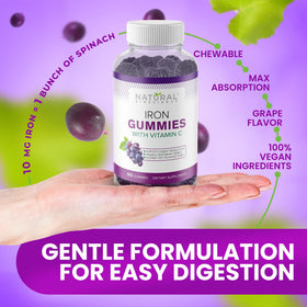 Gummies de fer vegan Natural BioScience sur une table