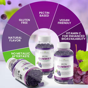 Gummies de Fer Vegan Natural BioScience, vue de côté du pot