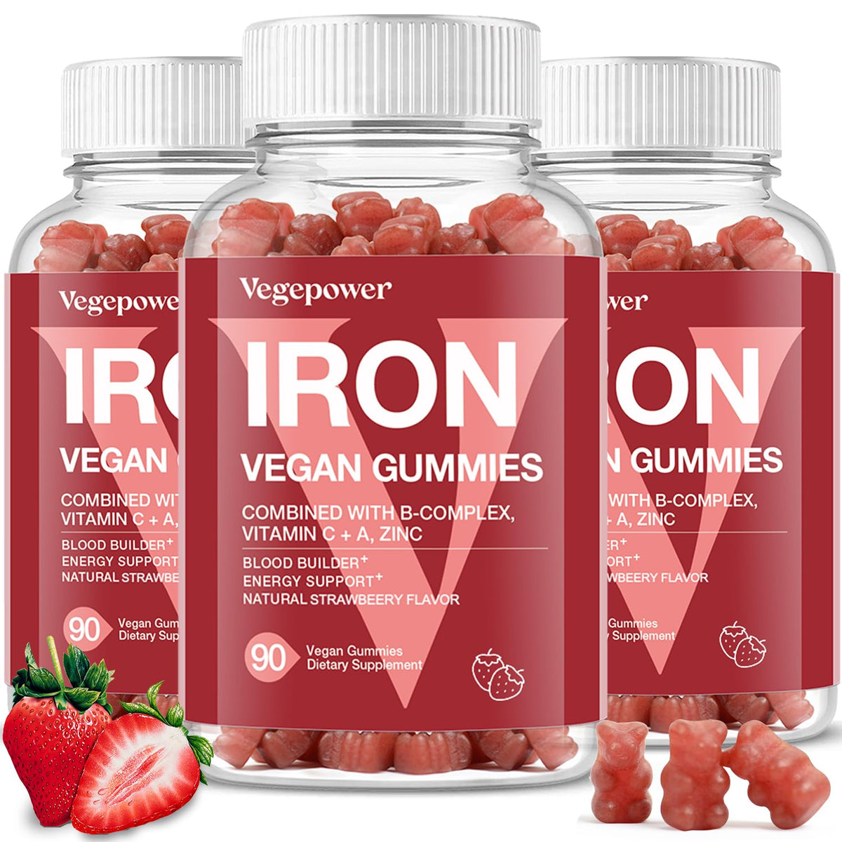 Gummies de Fer VEGEPOWER fraise, vue de face