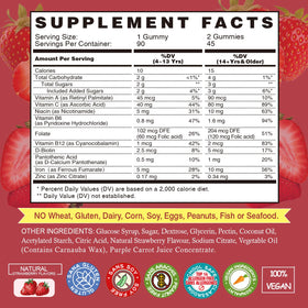 Gummies de Fer Végétaliens VEGEPOWER, présentation avec fraises