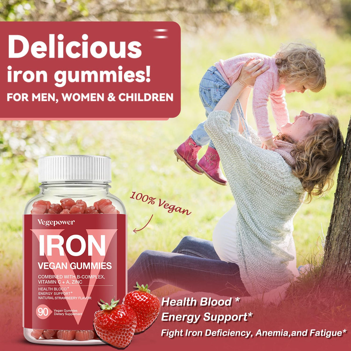Gummies de Fer Végétaliens VEGEPOWER, vue de côté