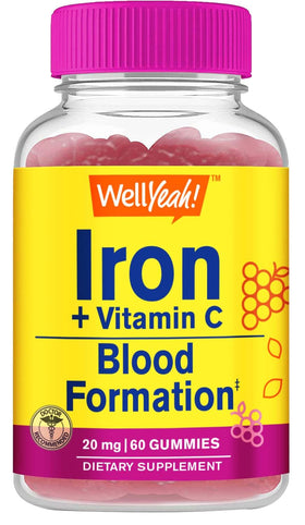 Gummies de Fer WellYeah avec Vitamine C, 60 gummies en pot