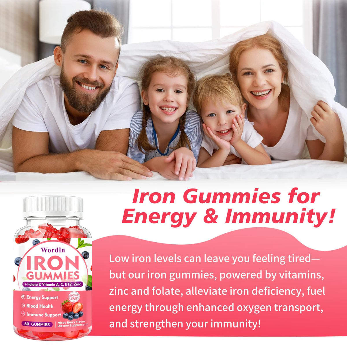 Gummies de Fer Wordln, ingrédients sur l'emballage