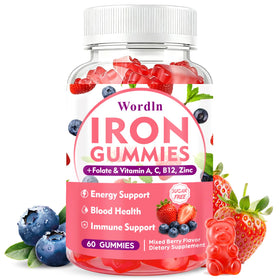 Gummies de Fer Wordln, pot de 191g avec étiquette colorée