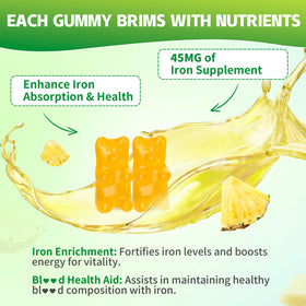 Gummies de Fer YUULAI dans un bol, présentation