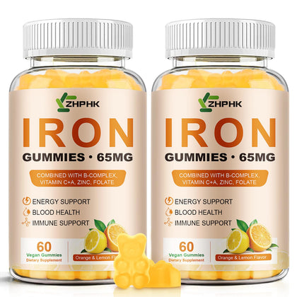 Gummies de fer ZHPHK 65mg avec saveur d'orange et citron