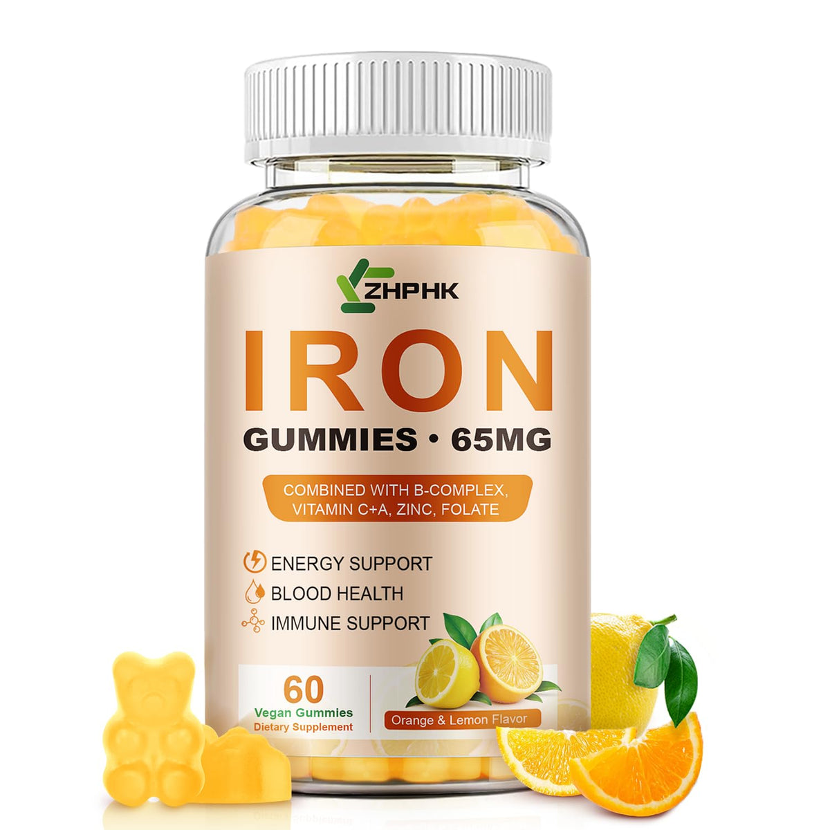 Gummies de Fer ZHPHK 65mg avec Vitamine C, vue de face