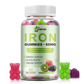 Gummies de fer ZHPHK avec saveur de fruits mélangés, vue de face