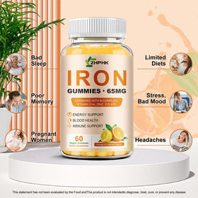 Gummies de fer ZHPHK présentés sur une table