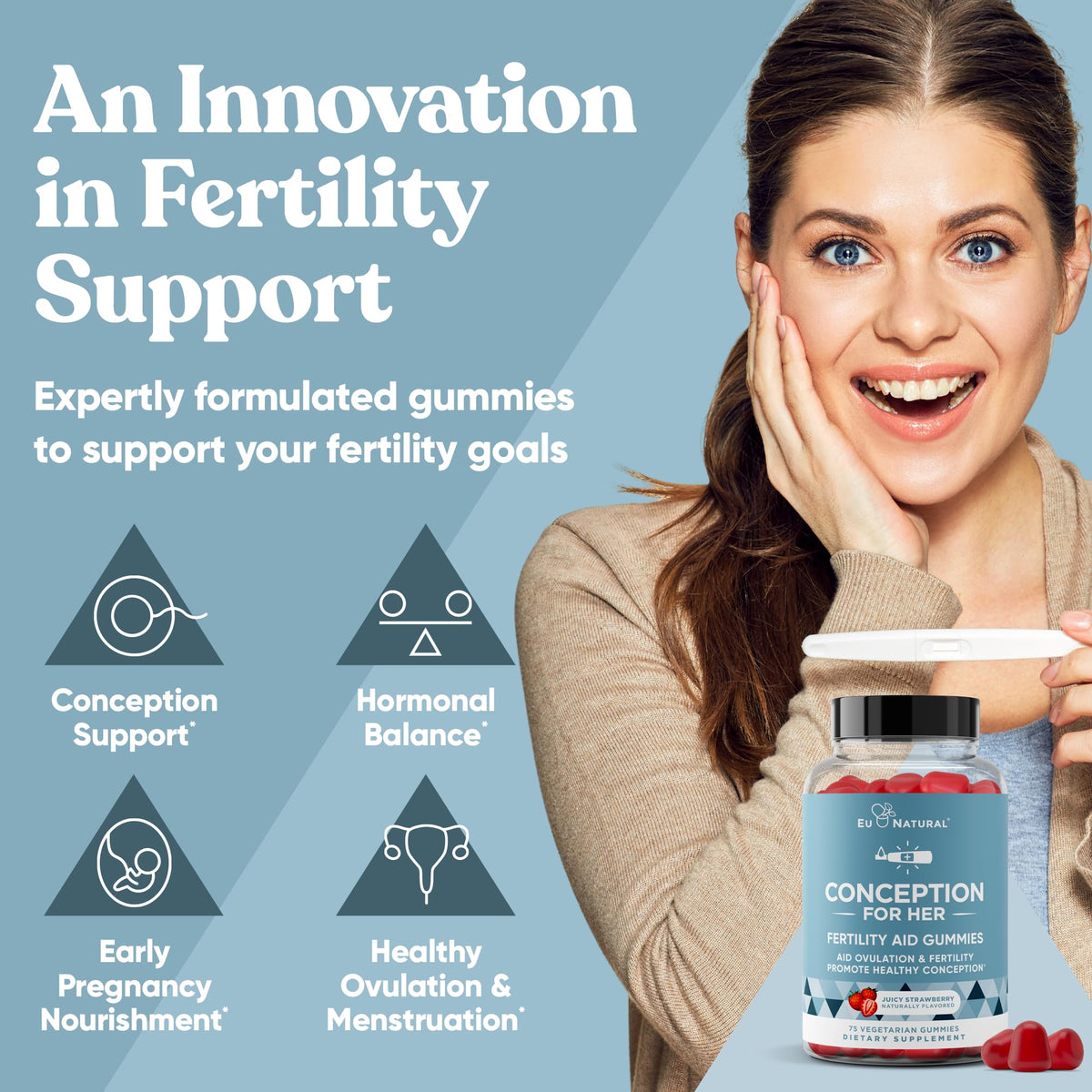 Gummies de Fertilité Eu Natural, emballage et informations nutritionnelles