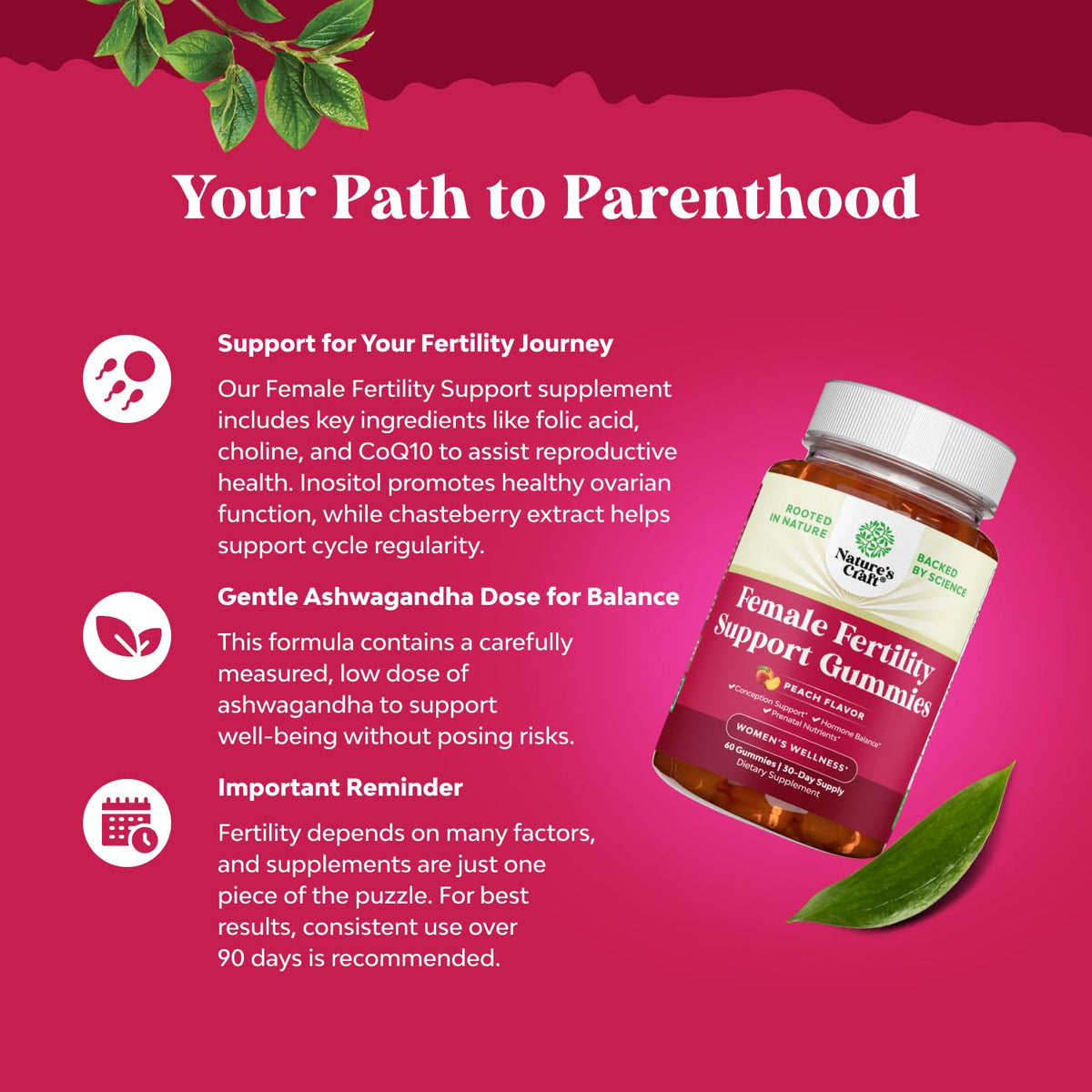Gummies de fertilité Natures Craft avec CoQ10 et Ashwagandha