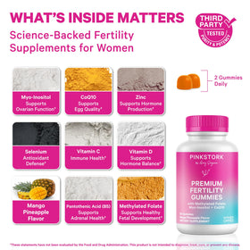 Gummies de Fertilité Pink Stork montrant la texture et la couleur des gummies
