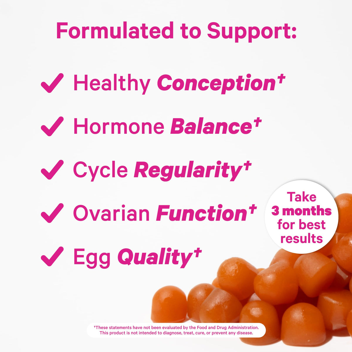 Gummies de Fertilité Premium Pink Stork, deux gummies sur une cuillère