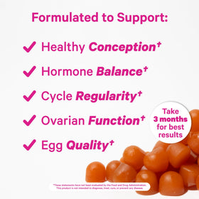 Gummies de Fertilité Premium Pink Stork, deux gummies sur une cuillère