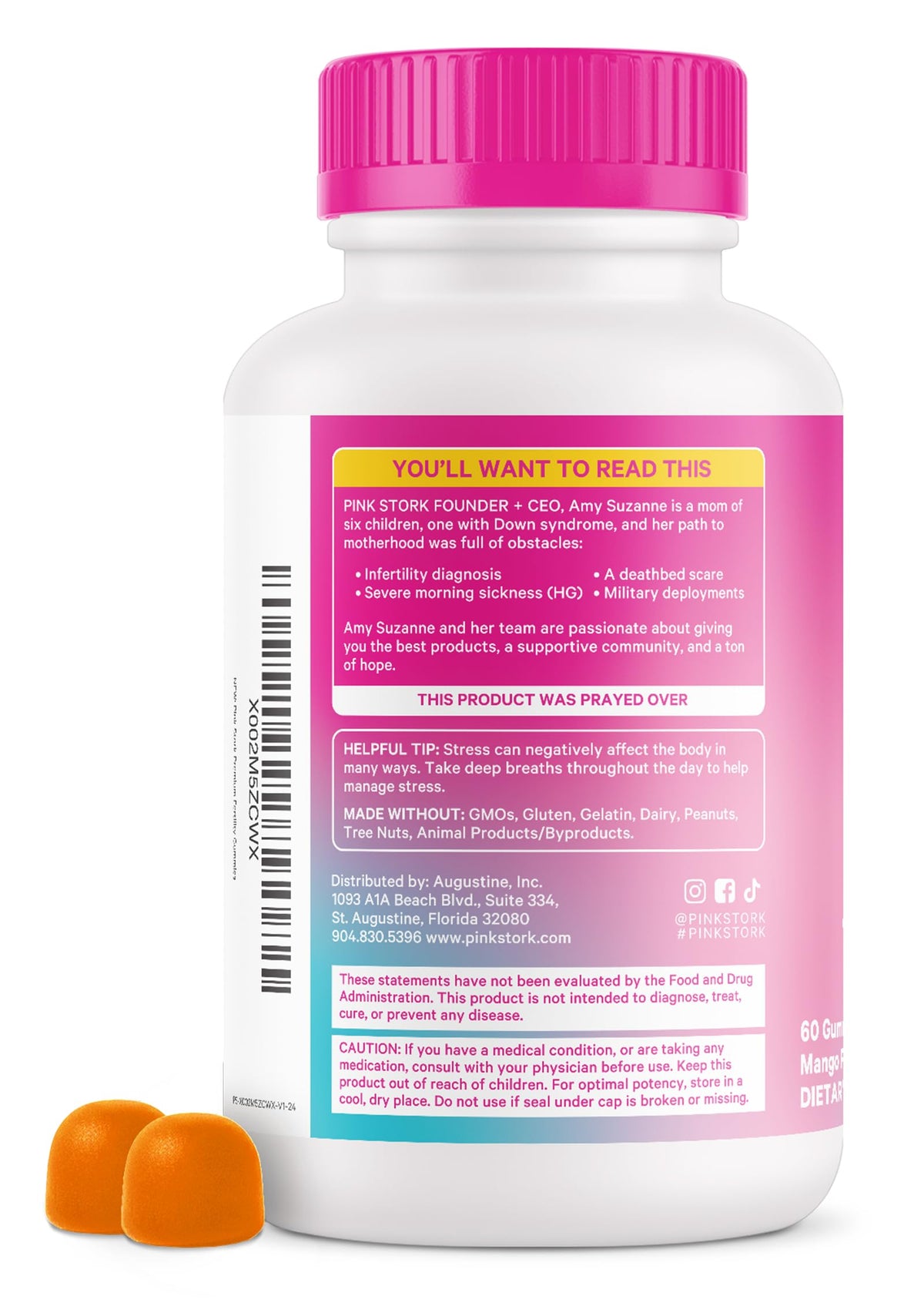 Gummies de Fertilité Premium Pink Stork, présentation des gummies dans une main
