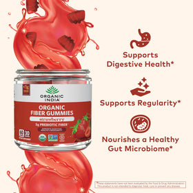 Gummies de fibre bio ORGANIC INDIA, portion sur une cuillère