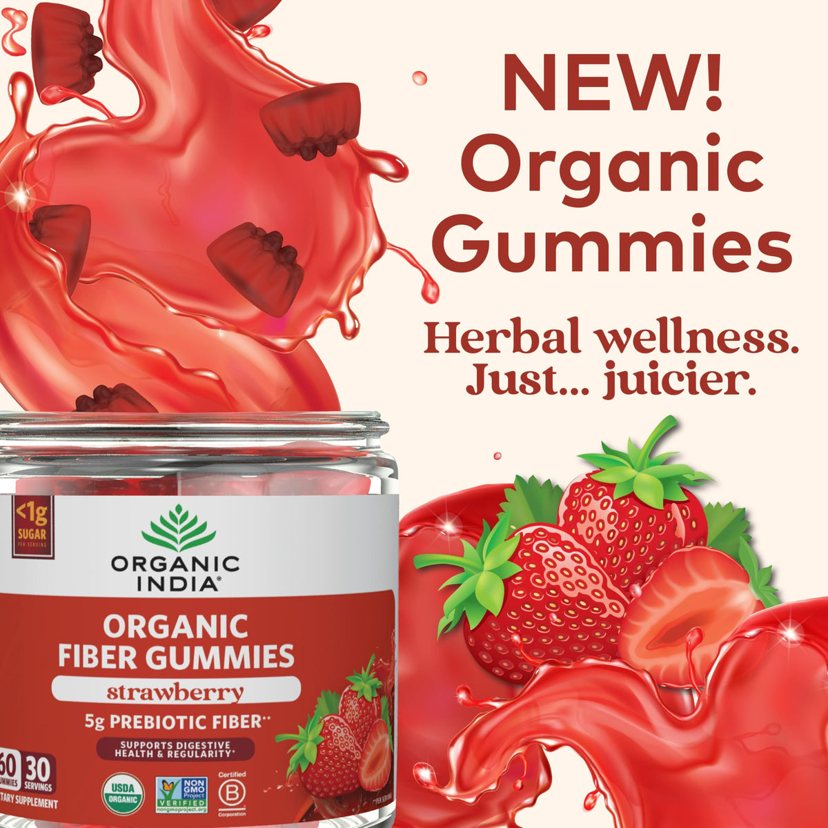 Gummies de fibre bio ORGANIC INDIA, vue de côté