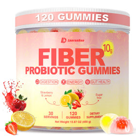 Gummies de fibre LanranBee 10g, emballage avant avec saveur fraise et citron