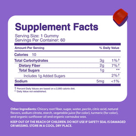 Gummies de Fibre pour Enfants avec étiquette de composition