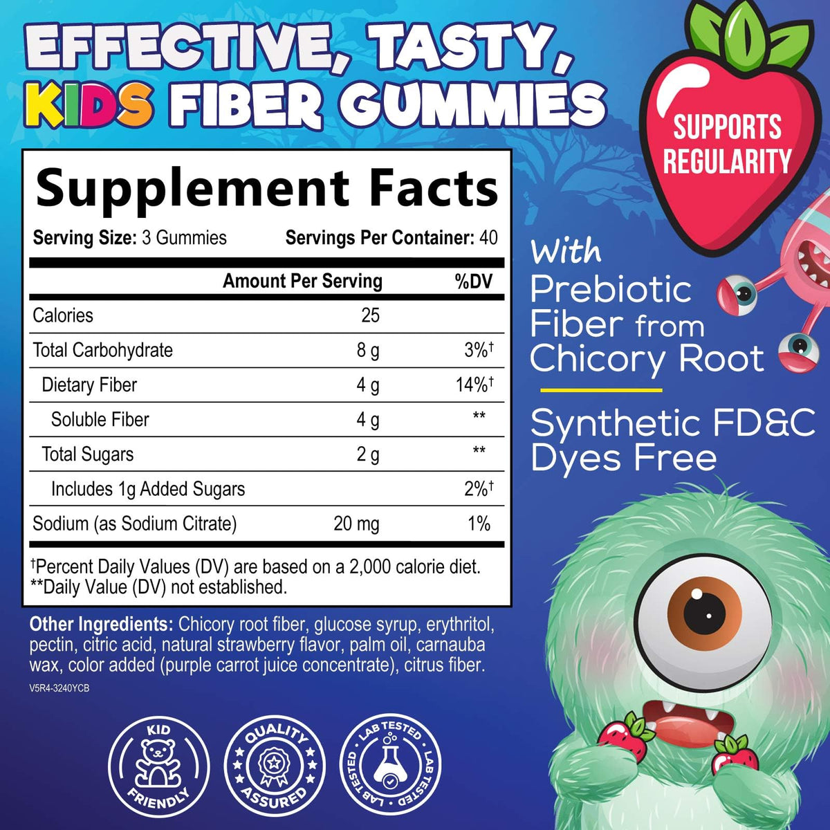 Gummies de Fibre pour Enfants Nature's Nutrition, vue de face avec le logo