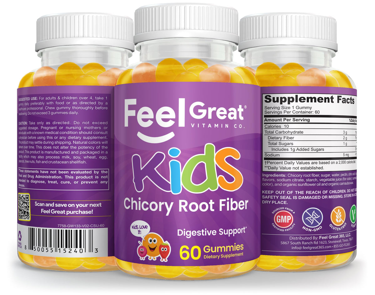 Gummies de Fibre pour Enfants sur un fond coloré