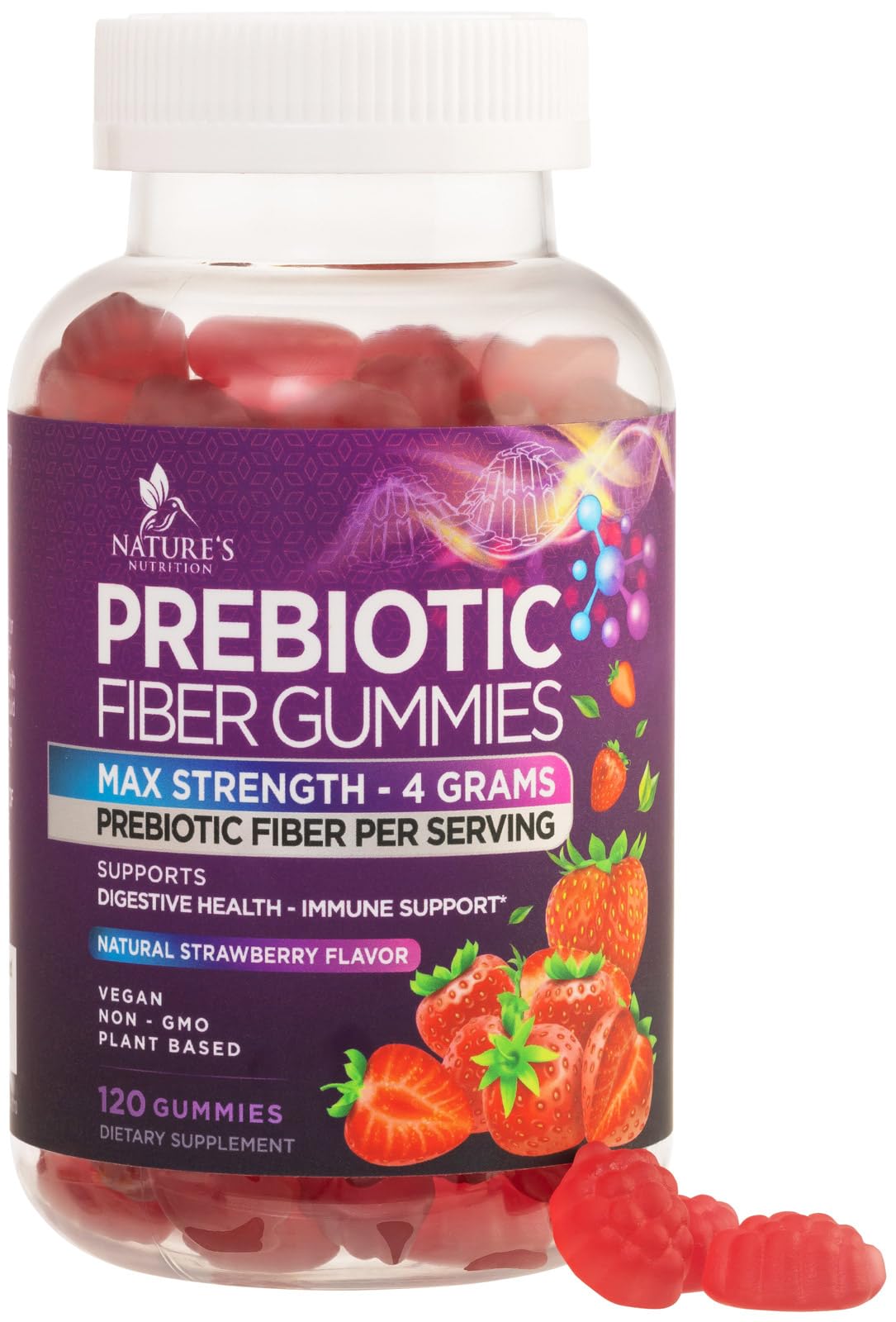 Gummies de Fibre Végétale Nature's Nutrition, 120 gummies dans le pot