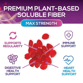 Gummies de Fibre Végétale Nature's Nutrition, pot ouvert avec gummies visibles