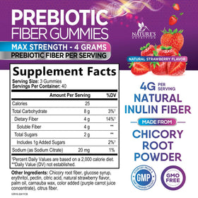 Gummies de Fibre Végétale Nature's Nutrition, vue de côté du pot