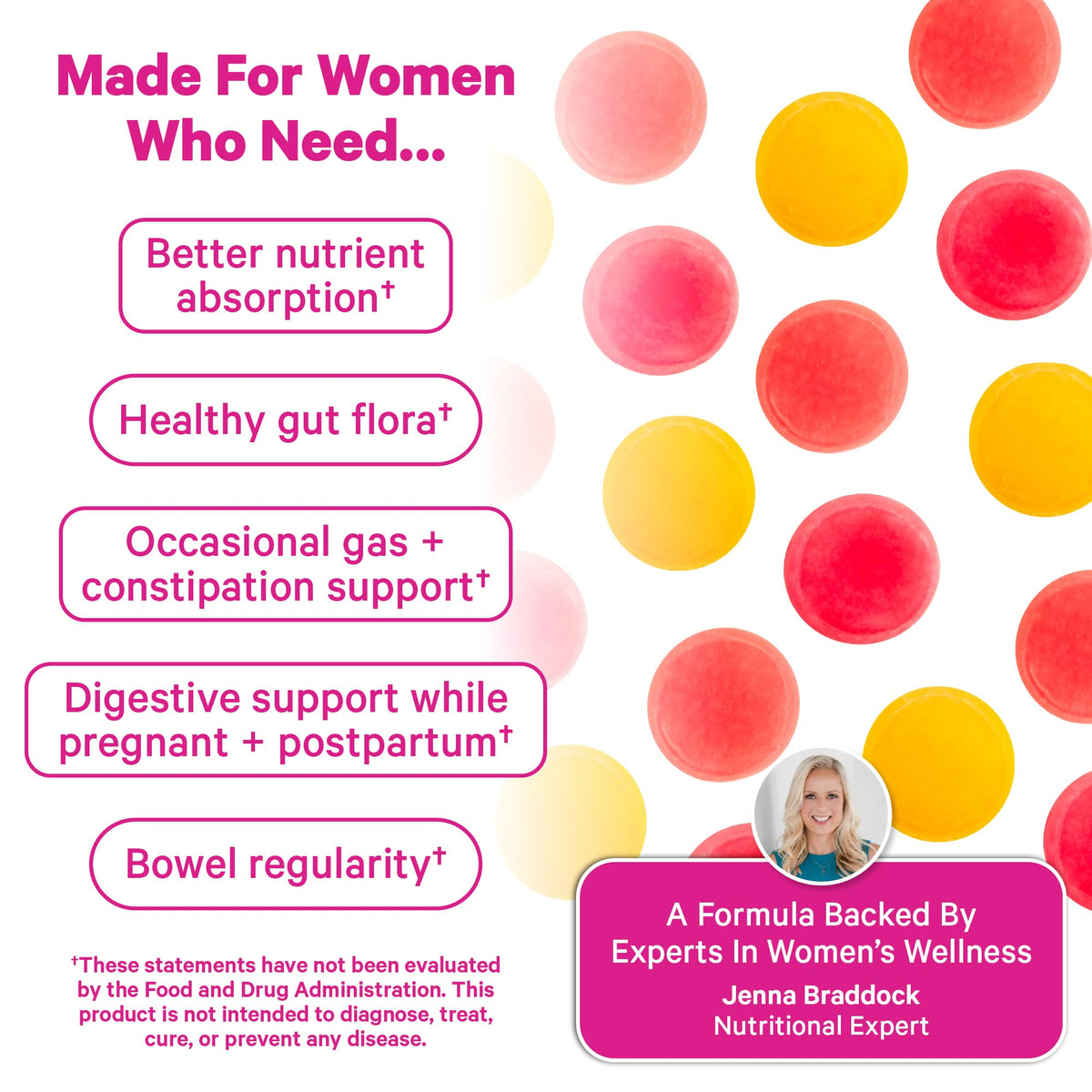 Gummies de Fibre Végétale Pink Stork, 60 chews, présentation des gummies