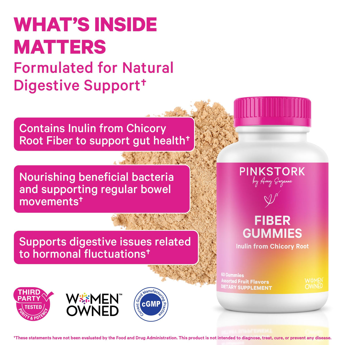 Gummies de Fibre Végétale Pink Stork, 60 chews, vue de côté