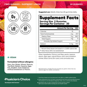 Gummies de fibre végétaliennes Physician's CHOICE, présentation sur une table