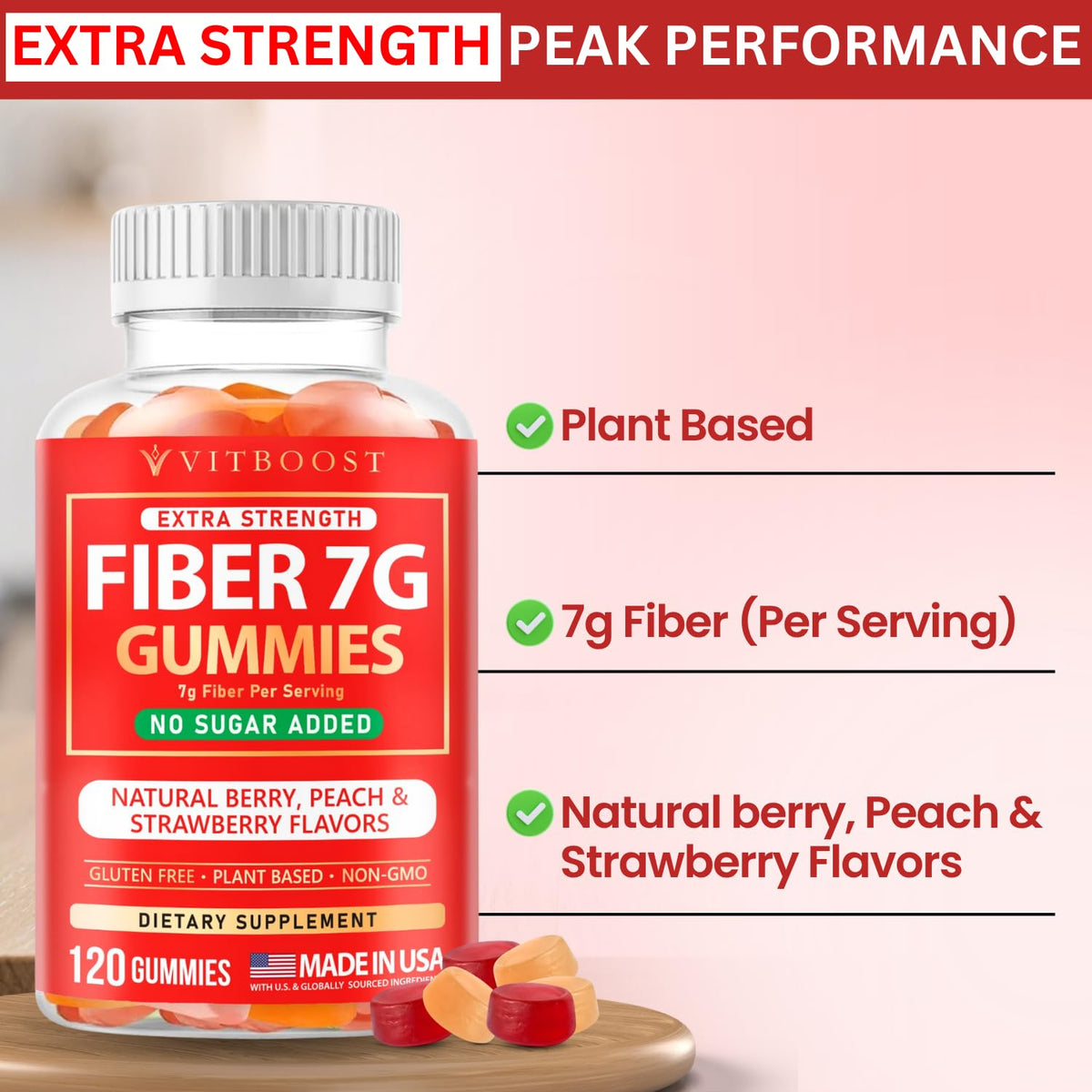 Gummies de Fibre VITBOOST avec une cuillère