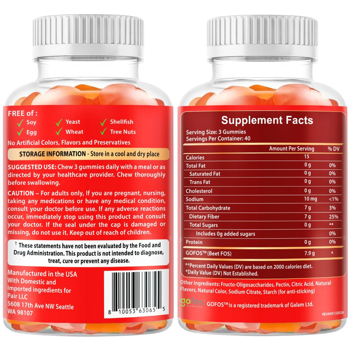 Gummies de Fibre VITBOOST en gros plan