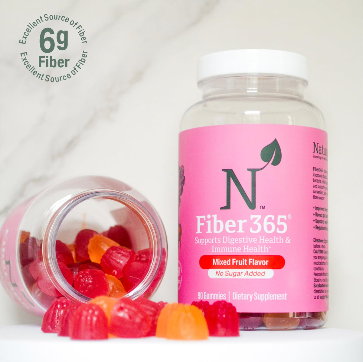 Gummies de Fibres 365 de Nature M.D. avec une cuillère à côté