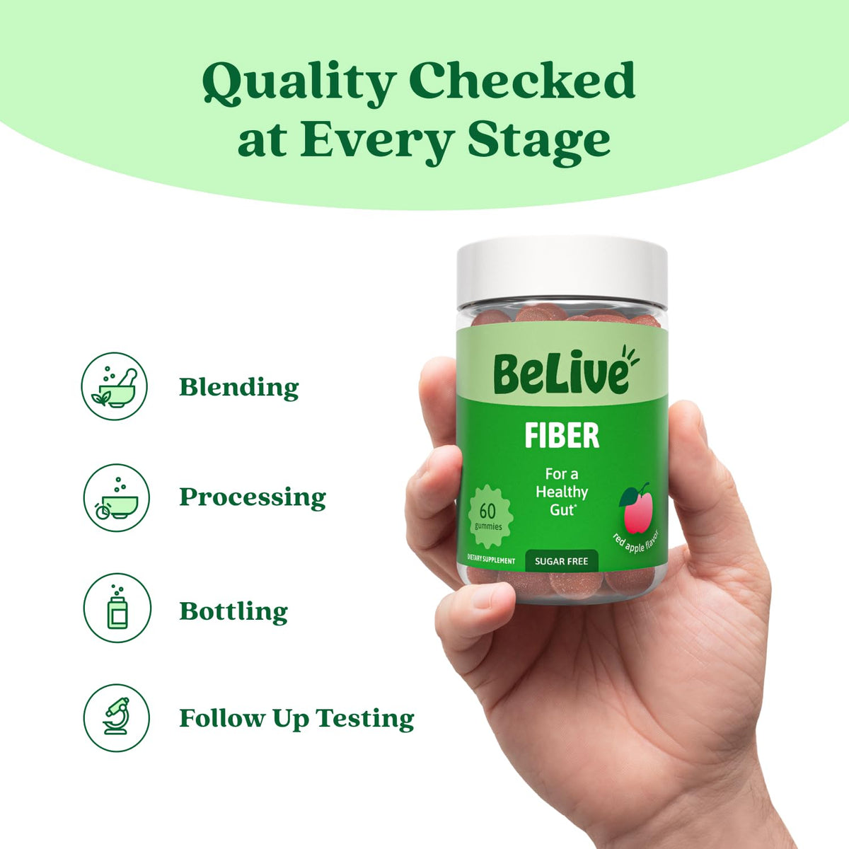 Gummies de fibres BeLive, mise en scène avec des fruits