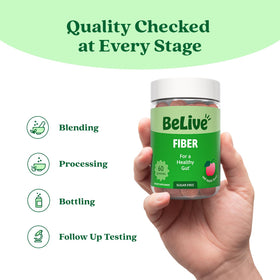Gummies de fibres BeLive, mise en scène avec des fruits